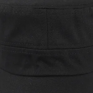 Classic black twill cotton flat top military cap with ANT logo and reinforced stitching
