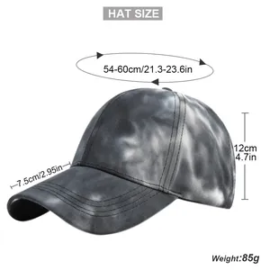 Tableau des tailles détaillé pour casquette tie-dye avec mesures et dimensions