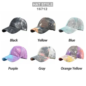 Collection de casquettes de baseball tie-dye avec visière courbée en six styles vibrants