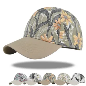 Vrouwen Mannen Tropische Bloemenprint Honkbalpet 100% Katoen Verstelbaar Outdoor Zonbescherming Ademend Mode Vakantie Snapback Hoed