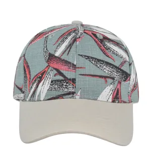 Honkbalpet met bloemenprint in lichtgroen en beige klep voor modieuze outdoorstijl