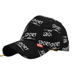 Classic black baseball cap with white Sport prints and a distinctive red side label