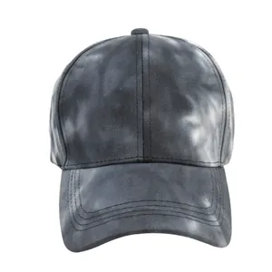 Casquette de baseball tie-dye noir et gris avec visière courbée et design classique à six pans