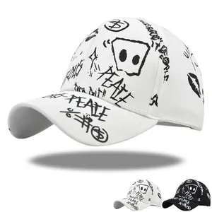 Casquette de Baseball Streetwear Imprimé Graffiti 100% Coton Réglable Hip Hop Chapeau de Soleil Homme Femme Style Route 66