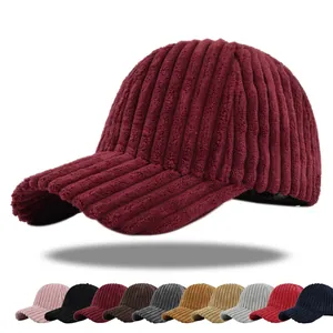 Unisex Corduroy Baseball Cap Autumn Winter Adjustable Warm Casual Street Style Solid Color Breathable Sunshade Hat