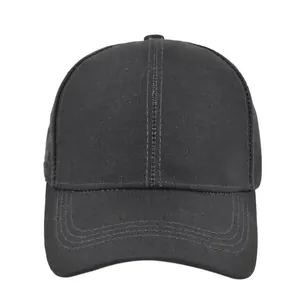 Classic minimalist black baseball cap with six-panel design and stitched visor