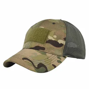 Detail of Multicam tactical cap with Velcro patch area and breathable mesh back