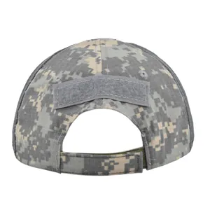 Rear view of digital camo army cap featuring velcro patch and adjustable strap