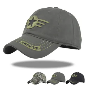 Men Tactical Military Baseball Cap With Star Embroidery Cotton Adjustable Camo Dad Hat Outdoor Sun Protection Shade Hat