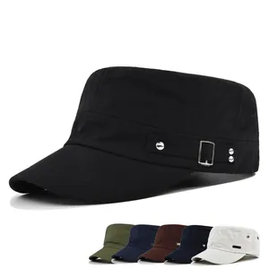 Unisex Cotton Cadet Hat Adjustable Military Flat Top Cap Sun Protection Outdoor Casual Patrol Hat For Men Women