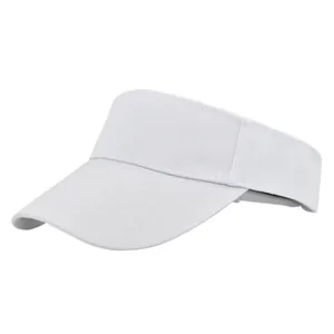Detail shot of the breathable mesh and sturdy stitching on a white sun visor baseball cap