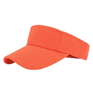 Detail view of the vibrant orange sports sun visor with durable twill fabric texture