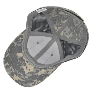 Internal view showing breathable mesh lining and washing label of the camouflage tactical cap