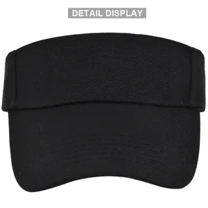 Detail view of the high-quality black twill cotton fabric on the empty top sun visor hat