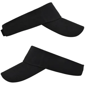 Side view of black open-top sun visor hat with textured fabric and adjustable back strap