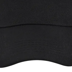 Close-up of black cotton twill baseball cap visor with four parallel reinforcement rows