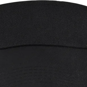 Close-up of black embroidered baseball cap showing twill fabric and stitching detail