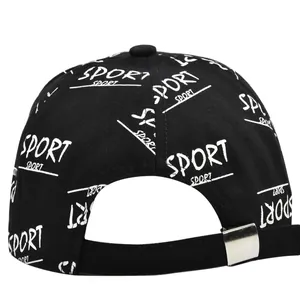 Detail of adjustable metal buckle and printed canvas on black Route 66 baseball cap