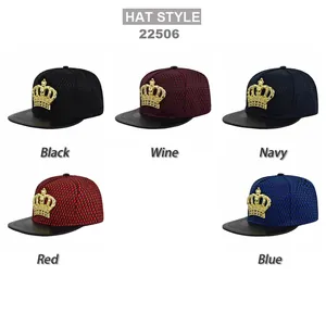 Snapback trucker hats with metal crown, leather brim and mesh back in five colors