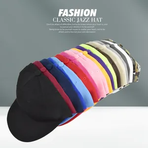 Flat brim baseball caps collection in various colors showing six-panel cotton structure