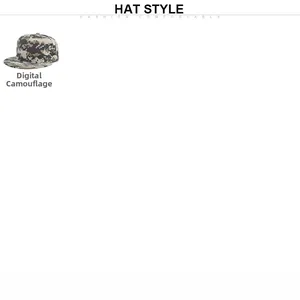 Detail of digital camouflage pattern and texture on a flat brim hip hop baseball cap
