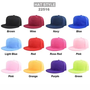 Flat brim snapback baseball caps collection in twelve vibrant solid colors for sun protection