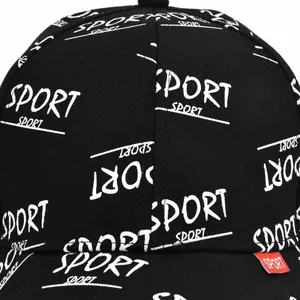 Detail of Route 66 baseball cap featuring all-over white Sport print and red side label
