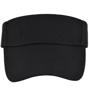Classic black open top sun visor hat with curved brim and premium cotton twill stitching