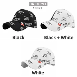 Detailed view of three baseball caps featuring SPORT logo embroidery and red woven labels