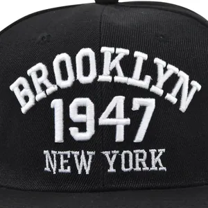 Μαύρο καπέλο Brooklyn 1947 με 3D κέντημα σε υψηλής ποιότητας βαμβακερό ύφασμα