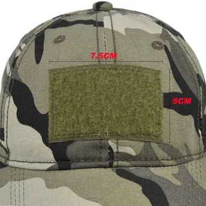 Vorderansicht der Camouflage-Baseballkappe mit 7,5x5cm taktischem Klettverschluss-Feld
