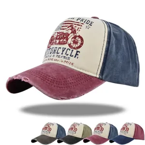 Vintage Motorcycle Distressed Baseball Cap Washed Cotton Adjustable Trucker Hat American Pride Outdoor Sun Hat For Men Women