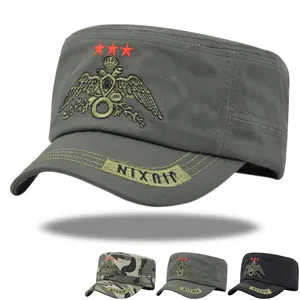 Vintage Military Cadet Cap Cotton Embroidery Eagle Star Adjustable Patrol Hat For Men Women Outdoor Sun Protection