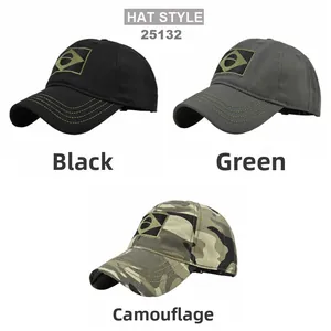 Detailed comparison of tactical military caps in black, green, and camouflage colors