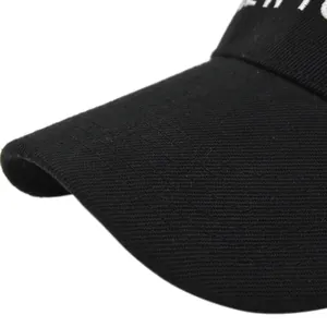 Macro detail of black cotton baseball cap with New York embroidery and stitched brim