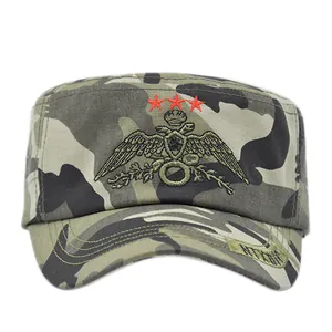 Classic jungle camouflage cadet cap with red star and eagle embroidery military style hat