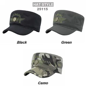 U.S. NAVAL Cadet-Mütze in Schwarz, Grün und Camo mit 3D-Stickerei und Schild-Abzeichen