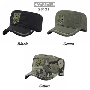 Militärische Feldmütze in Schwarz, Armeegrün und Camo mit US-Stickerei für Herren