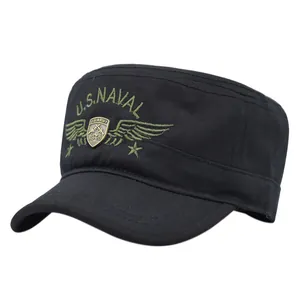 U.S. Navy schwarze Baumwolle Militär-Cap mit gesticktem U.S. Army Metallemblem-Abzeichen