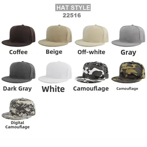 Flat brim baseball cap collection featuring solid colors and camouflage patterns