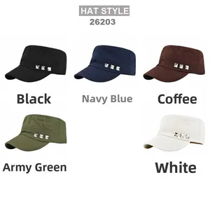 Flat top military cap detail showing five color options and metal rivet decorations