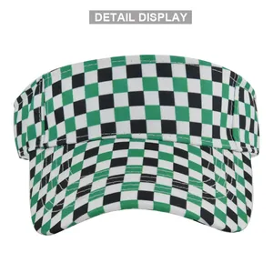 Green and black checkerboard pattern visor cap for sun protection and outdoor casual wear