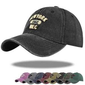 Berretto da Baseball in Cotone Lavato Vintage Distressed con Ricamo New York Cappello Regolabile per Uomo Donna Outdoor Casual Streetwear