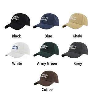 Classic cotton embroidered baseball cap with 'WHERE DO CLOUDS GO' text in seven colors