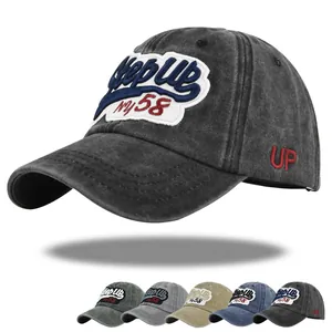 Casquette de Baseball en Coton Délavé Vintage Usé Brodé Ajustable Chapeau de Soleil Rétro Streetwear Fashion Trucker Hat Unisexe