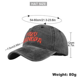 Casquette vintage grise délavée avec broderie Foxy Grandpa et guide de tailles