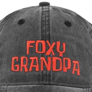 Casquette de baseball rétro en coton délavé avec broderie FOXY GRANDPA rouge