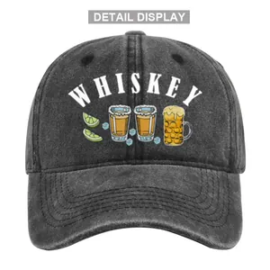Detailansicht der gewaschenen Baumwolle mit Whiskey- und Bier-Grafikdruck