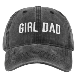 Casquette de baseball vintage en coton délavé gris avec broderie Girl Dad pour adultes