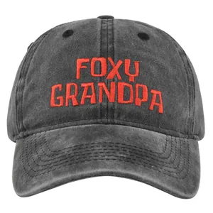 Casquette vintage en coton gris foncé délavé avec broderie rouge FOXY GRANDPA